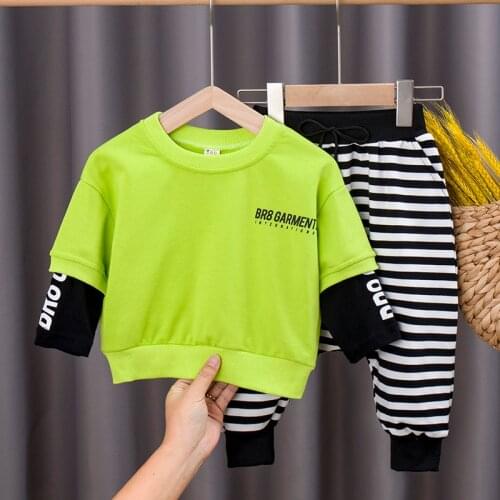 Spring Autumn Childrens Clothing Sets Fashion Boys Sets New O-neck Pullover Clothes For Girls 2pcs
