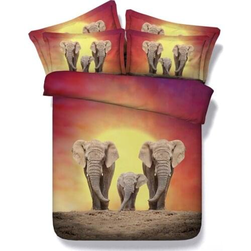 Elephant bedding set for adults duvet cover bed in a bag sheet bedspread twin double Queen size King linen animal print 4PCS