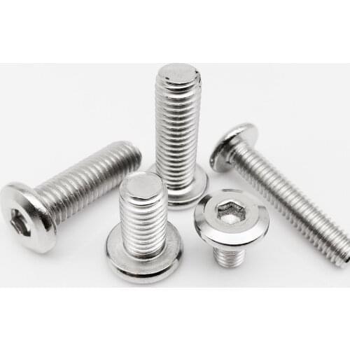 M3 M4 M5 M6 M8 304 Stainless Steel Large Flat Hex Hexagon Socket Head Connector Rivet Screw Bolt for Furniture Table Cot Bed