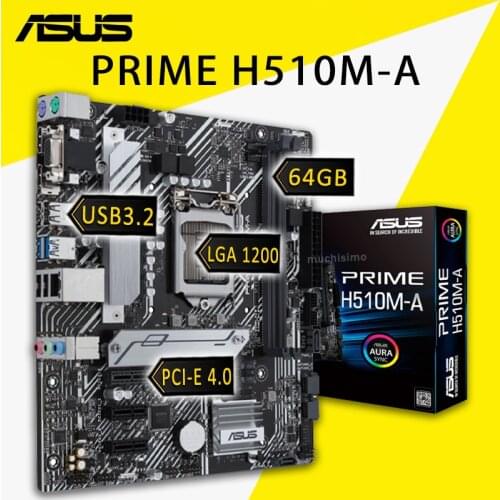 Asus PRIME H510M-A Motherboard LGA 1200 DDR4 64GB M.2 SSD PCI-E 4.0 COM VGA 10th/11th-Gen CPU Intel H510 Placa-mãe 1200 mATX New