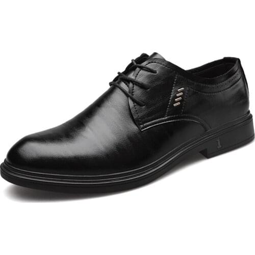 New 2019 Men Formal Shoes Leather Business Casual Shoes High Quality Men Dress Office Round Toe Shoes Male Breathable Oxfords