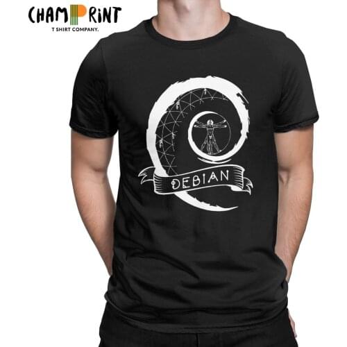 Men Debian Linux Computer T Shirts 100% Cotton Clothes Casual Short Sleeve Crew Neck Tee Shirt Big Size T-Shirt
