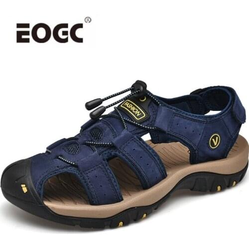 New fashion men sandals slippers genuine leather cowhide male summer shoes beach outdoor casual shoes men