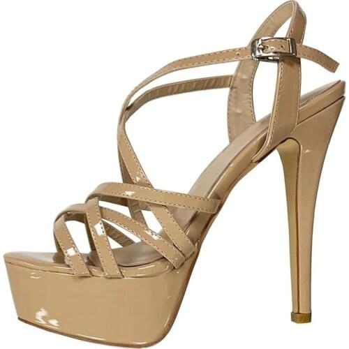 NEW Women Sandals14CM Sexy Platform High Heels Ankle Strap Sandals Open Toe Gladiator Party Dress Women Shoes Plus Size