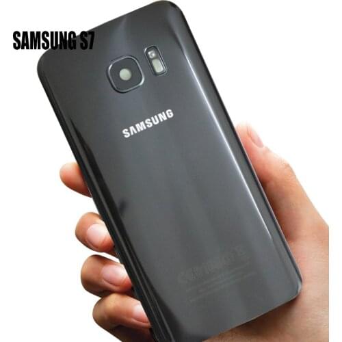 ORIGINAL 5.1'' For SAMSUNG Galaxy S7 Flat G930 G930F Battery Back Cover Glass Housing Replacement with Camera Glass Lens