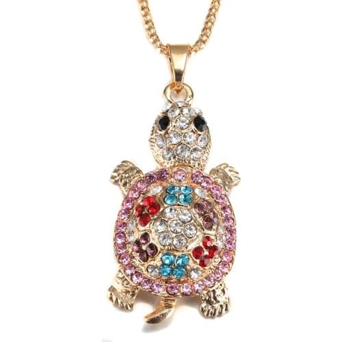 MODKISR Gold Color Chain Necklace Crystal Zircon suspension Lovely Animal Tortoise Pendants Necklaces Jewelry For Women Gift