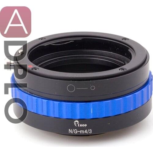 PRO Built-In Iris Control Adjustable Lens Adapter Suit For Nikon F Mount G Lens Color Blue to Suit for Micro Four Thirds 4/3 Cam