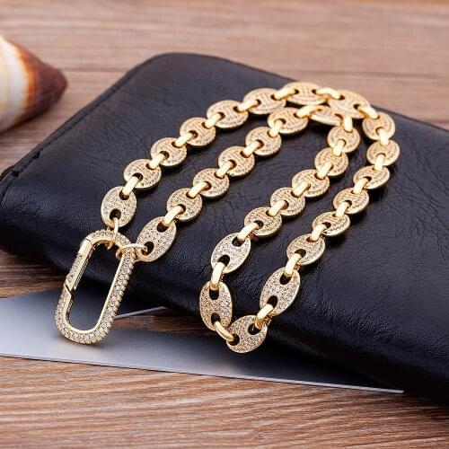 Luxury Hip Hop Pig Nose Necklace 4 Sizes Choice Link Chain Bling Choker Gold Color Cuban Mens Rap Dancer Fashion Women Jewelry