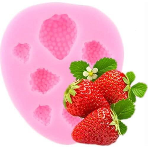 DIY Strawberry Silicone Molds Fruit Chocolate Fondant Cake Decorating Tools Polymer Candy Clay Mould Cupcake Topper Moulds