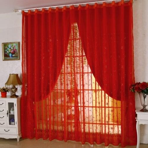Wedding Decoration Custom Made cortinas Red Curtains embroidery gauze Living Room Joyous Eco-Friendly Tulle Curtains Rideaux