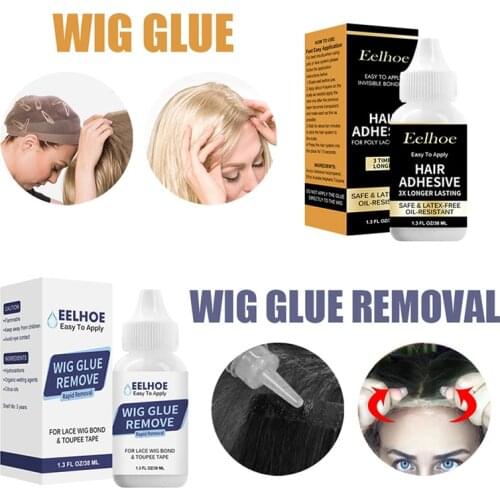38ml WaterProof Lace Wig Bonding Clear Glue Invisible Wig Adhesive Glue For Toupee Lace Frontal And 30ml Lace Wig Glue Remover