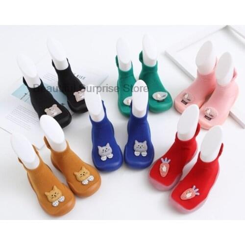 Toddler Baby First Walker Knitted Floor Socks Shoes With Rubber Soles Infant Anti-slip Indoor Socks Newborn Spring Summer Autumn