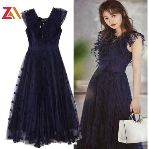 ZALady Women Summer Dress Plus Size lace up Vintage Vestidos Female Elegnat Lady Empire Pleated Loose ruffles dot Long Dresses