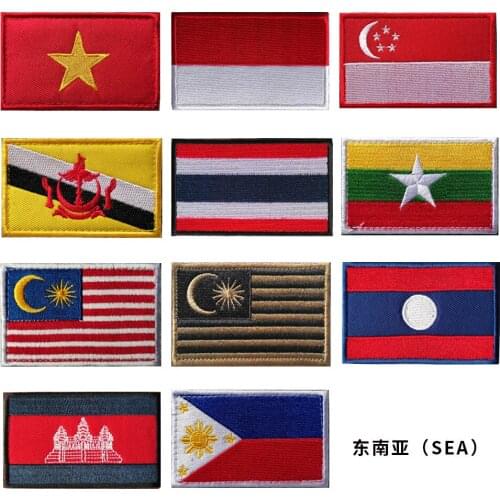 Embroidery HOOK&LOOP Asia patch national flag cartoon patches for bag hat badges applique patches for clothing EQ-2420