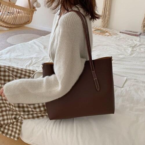 Women Bag Solid Womens PU Leather Handbags Luxury Lady Hand Bags Purse Pocket Women Composite Bag Big Tote Sac Bols