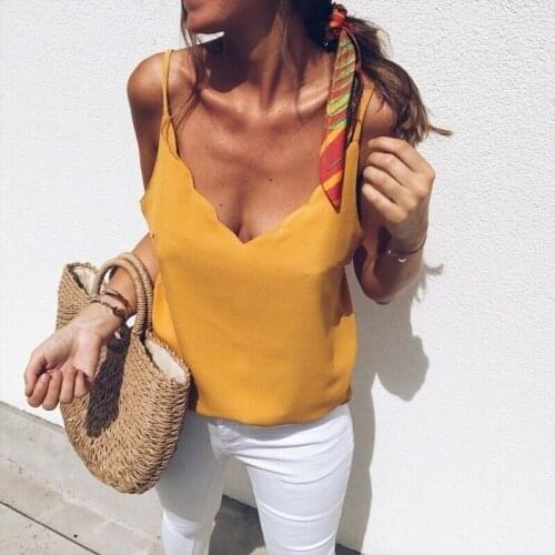 2019 Summer Casual Women Sleeveless V-neck Solid Tank Loose Strappy Vest Tops Clothes Shirts Clothing Plus Size M-3XL