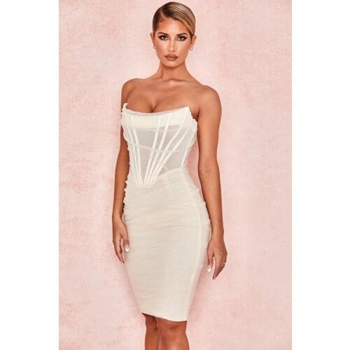 Female Dress, Adults Solid Color Sleeveless Strapless Tube Dress for Summer, White/Pink/Wine Red/Black