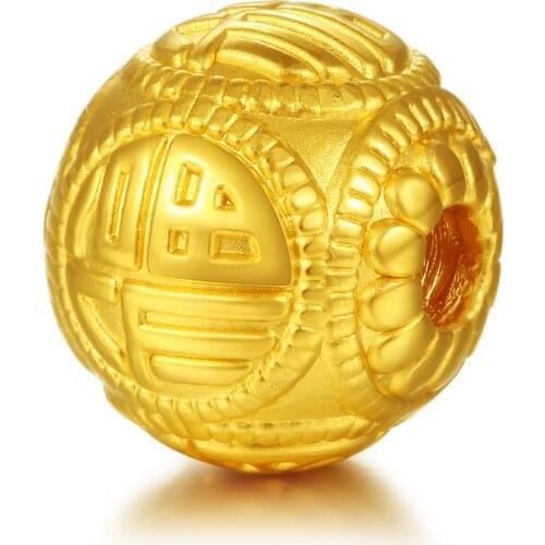 1pcs 24K Yellow Gold Pendant /Lucky 3D Hard Gold Baby Transfer Blessing Beads For Women Man Baby 8mm/10mm/12mm/14mm