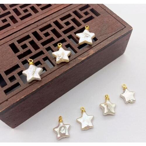 1pcPearl Necklace Pendant Natural Freshwater White Pentagram Pearl Pendant DIY Jewelry Charm Making Bracelet Earring Accessories