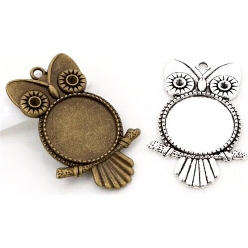5pcs 20mm Inner Size Antique Silver Plated and Antique Bronze Classic Style Cabochon Base Setting Charms Pendant