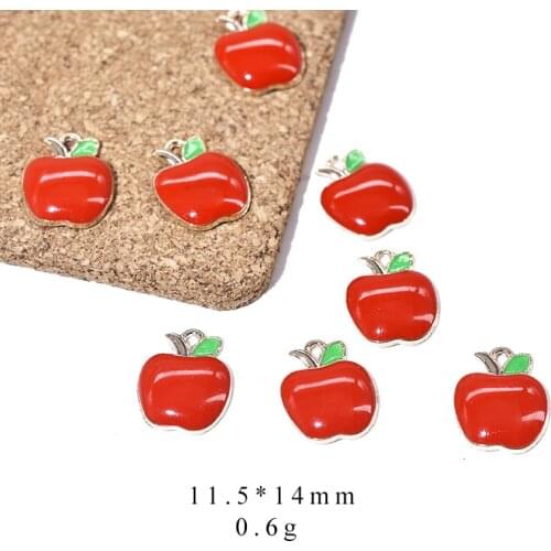 10pcs/Lot Gold Apple 11.5*14mm Diy Handmade Oil Enamel Charms Design for Jewelry Making Earring Bracelet or Necklace