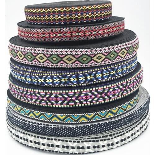10 Yards 2.5cm Ethnic Style Embroidery Jacquard Lace Braid Lace DIY Craft Sewing Wedding Decoration Headwear Fabric Accessories