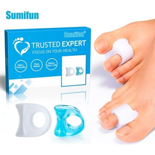 12pcs/box Sumifun Silicone Toe Separator Hallux Valgus Bunion Spacers Thumb Corrector Thumb Straightener 6pcs Blue+6pcs White