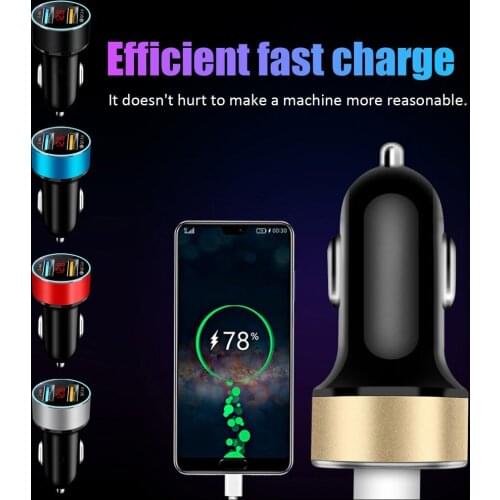 Auto Accessories Dual USB Digital Display Car Charger Portable Car Cigarette Lighter With LED Display Car Charger