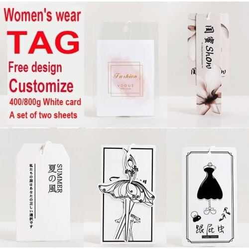 Free shipping DIY custom High-end logo womens cloth tags Womens wear tag customize 300/400/800g white card A set of two sheets