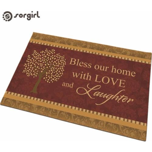 Bless Our Home With L doormat Front Door Mat Carpet Entrance Indoor eco-friendly natural Anti Slip Floor Mat living room Rug