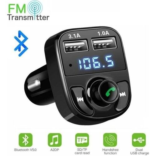 Bluetooth 4.0 MP3 Player Handsfree Car Kit FM Transmitter support TF Card U disk QC2.0 3.1A Fast Dual USB Charger Power Adapter