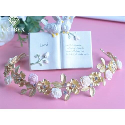 CC hairbands headband crown for women romantic flower leaf bridal wedding hair accessories engagement jewelry crystal gift TS140