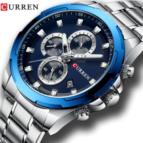CURREN Watches Men Top Brand Luxury Sport Wristwatch Auto Date Quartz Male Clock Stainless Steel Band Waterproof Reloj Hombre