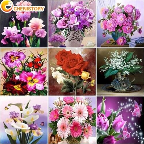CHENISTORY Diamond Embroidery Flowers 5D DIY Full Square Diamond Painting Adults Kit Picture Rhinestone Scenery Mosaic Handmade