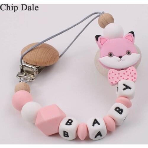 Chip Dale Custom Name Baby Dummy Clips Silicone Baby Pacifier Clips Holder Chain Safe Teething Chain Newborn Shower Gifts