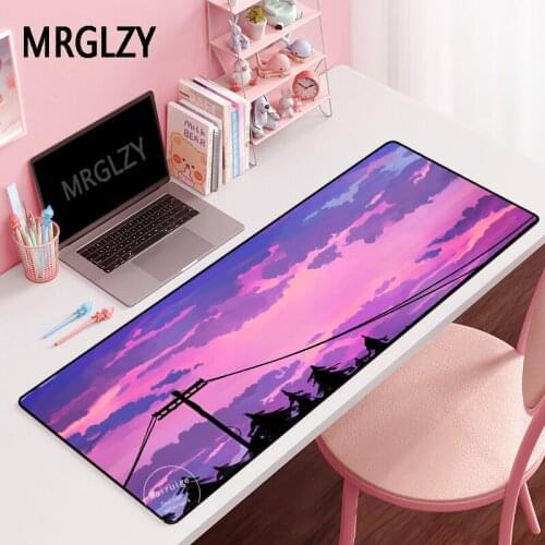 MRGLZY Pink Sunset Long Mouse Pad Gamer DeskMat Large M L XXL Computer Gaming Peripheral Accessories Girl MousePad Mat for Csgo