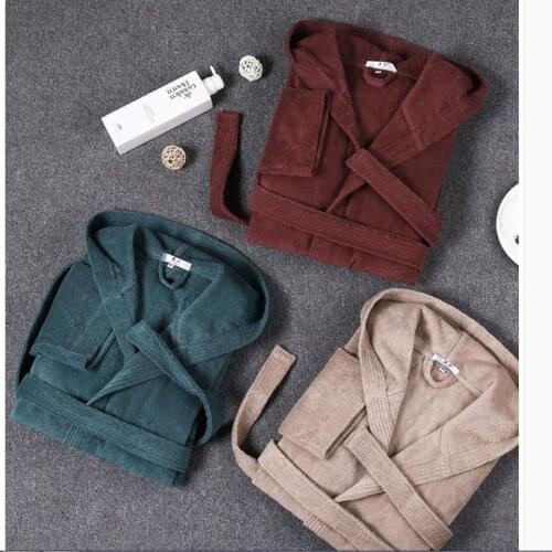 Cotton bathrobe adult terry bathrobe hotel new hooded male and female water long sexy nightgown home service pijamas women