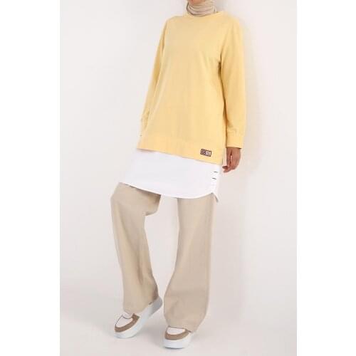 Hem Detailed Cotton Sweatshirt Tunic