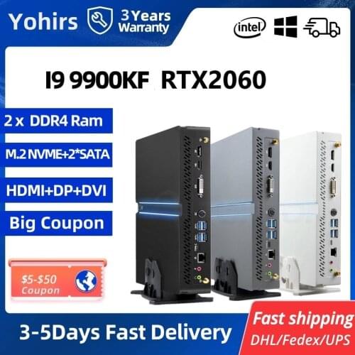 Mini Game Computer Intel Core i9 9900KF i7 9600KF 9700KF RTX 2060 6G GDDR6 DDR4 NVME HDMI2.0 Windows10 Pro Gamer Pc with AC WIFI