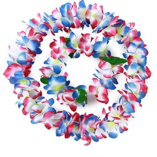 Hawaiian Hula Flower Garland Set 4pcs Lei Luau Hula Fancy Dress Beach Part Flower Garland Necklace Headband Bracelet Wristband