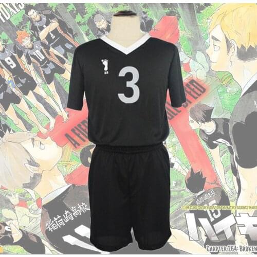 Anime Haikyuu Cosplay Costumes Osamu Miya Atsumu Shoole Uniform Black Volleyball Team Jersey Sportswear Top+Shorts Sets C42K144