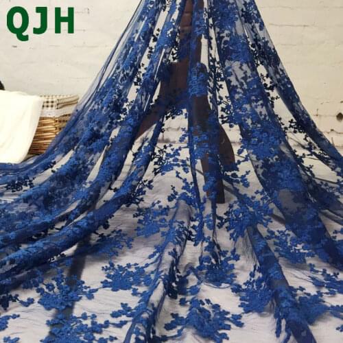 High Quality 1yard/lot Net Lace French Voile Guipure tulle mesh Lace Fabric For dress Free Shipping black white pink yellow blue