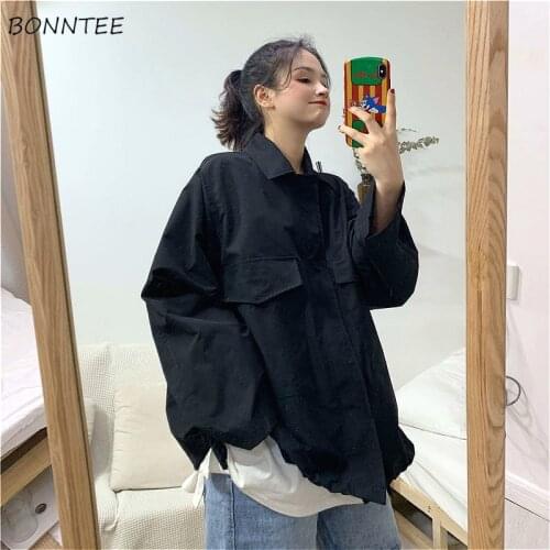 Jackets Women Vintage Pure Pink Korean Oversize All-match Lady Streetwear Simple Cargo Jacket Casual Preppy Girls Chic Outwear