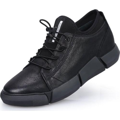 New Taller High Mens Invisible Elevator Leather Sports Shoes Casual Comfortable Increased Height 6CM Outdoor Sneakers
