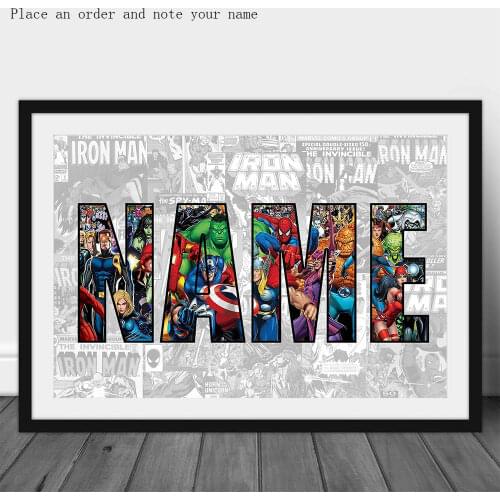 Customize Your Name On The Avengers Marvel Superhero Canvas Living Room Bedroom Decoration Painting As A Gift Cuadros Decor