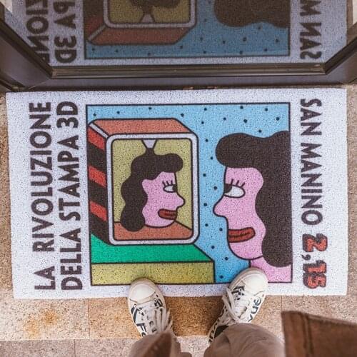 Cartoon Art Abstract Design Non- Slip Foot Mat Resist Dirt Trapper Rugs Hallway Porch Area Rug Home Entrance Doormat Easy Clean