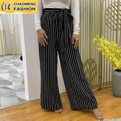 New Fashion Plus Size Ropa Mujer Stripe Wide Leg Women Pants America Europe Africa Clothing Long Casual Loose Pantalon Femme