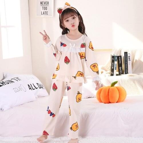 New Teen Girl Lace Pajamas Sets Cartoon Sleepwear Spring Autumn Long Sleeved Childrens Clothing Pyjamas Sets For Kids wear