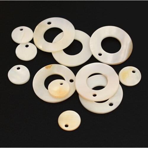 12x Natural Shell Charm Beads Round and Open Circle Mixed Jewelry Pendant Earring Bracelet Findings Accessories