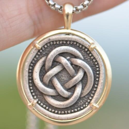 Mens Celtics Necklace Dropship Vintage Irish Symbol Knot Pendant Chain Everyday Friendship Jewelry